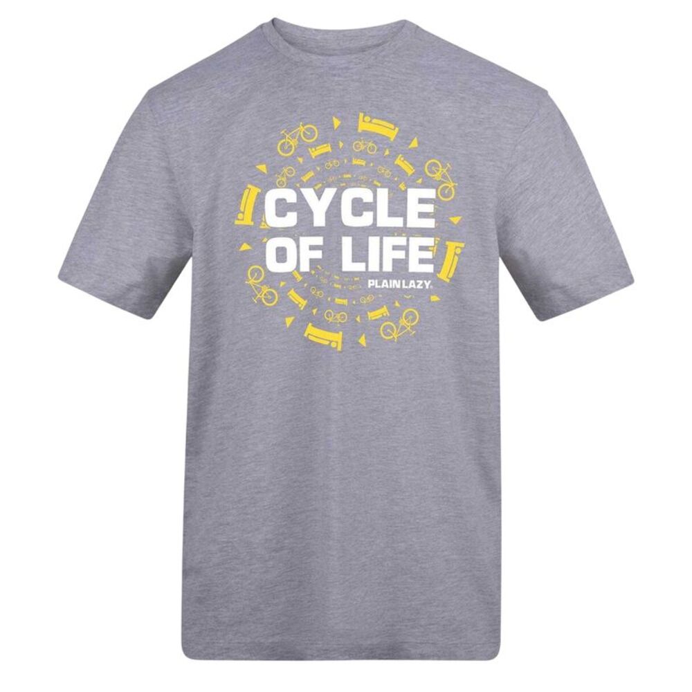 Plain Lazy Mens Cycle Of Life Printed T-Shirt / Gray